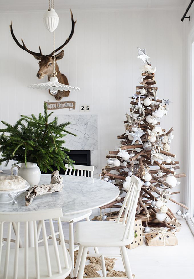decoração diy natal árvore de madeira