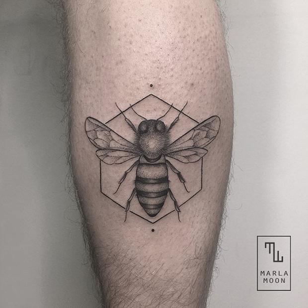tattoo tatuagens linhas finas marla moon abelha