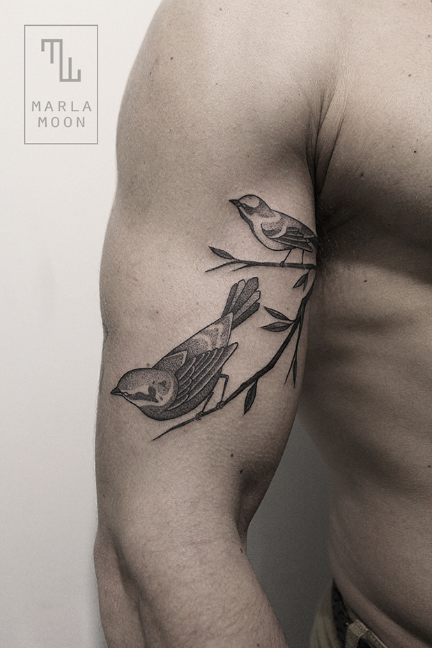 tattoo tatuagens linhas finas marla moon pássaro