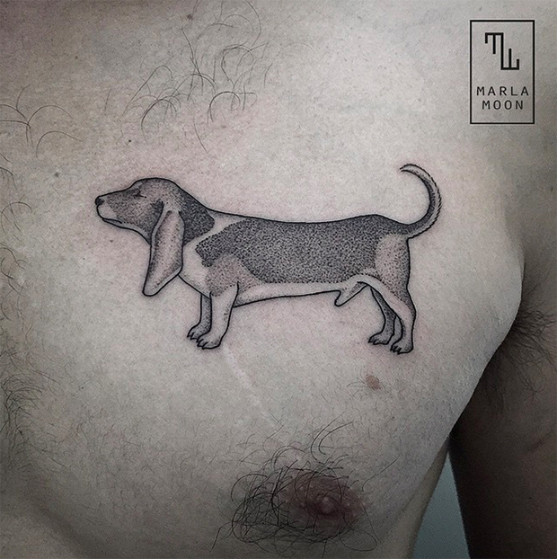 tattoo tatuagens linhas finas marla moon ornamento cachorro