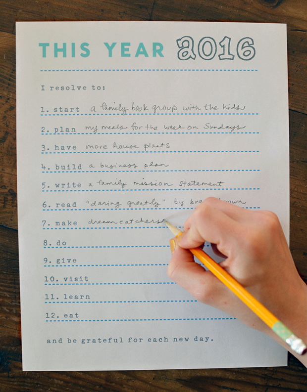 lista de resolução do ano novo 2016 imprimir