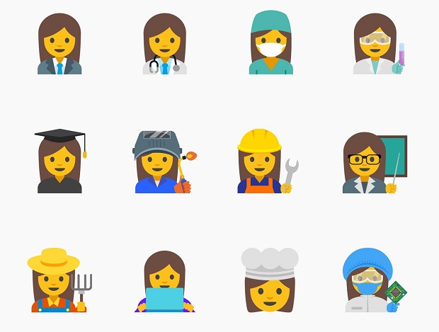 This image provided by Google shows proposed female emojis. Google said it wants to create a new set "with a goal of highlighting the diversity of women's careers and empowering girls everywhere." (Google via AP) ORG XMIT: NY114