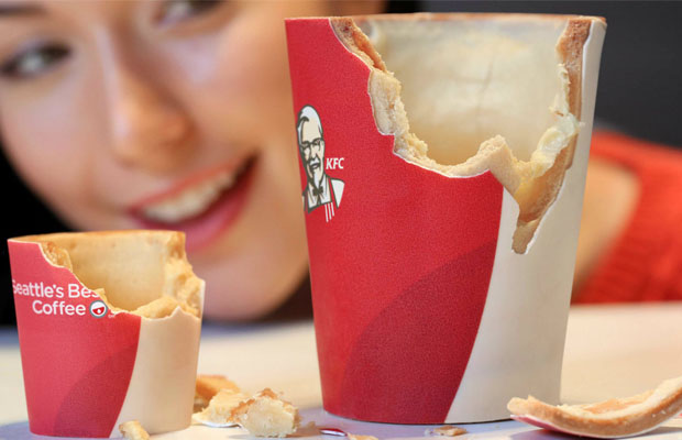 copos comestíveis KFC café
