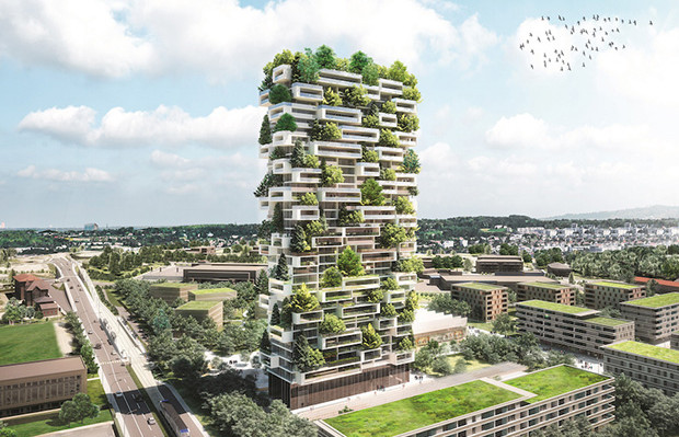 edifício sustentável verde La Tour des Cedres Lausanne Suíça