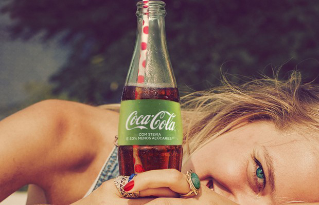 Coca-Cola verde stevia 50% menos açúcares