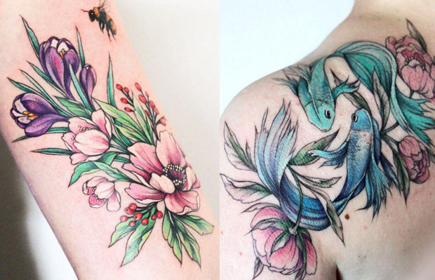 Olga Koroleva tattoos botânicas